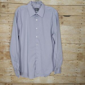 Van Heusen Men's Button Down Shirt Purple Small Checked Long Sleeve Slim 17